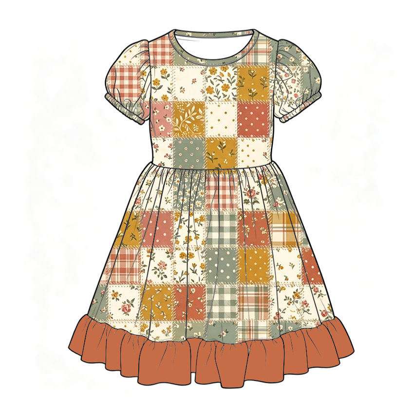 Fall Patchwork Floral Family Matching Collection – Girls Dress, Romper, Skirt & Flare Pant Sets, Women’s Maxi Dress