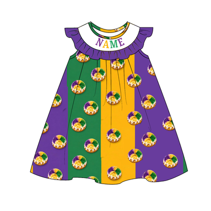 Personalized Mardi Gras Smocked Embroidery Sibling Outfits – Girls Dresses, Baby Rompers & Boys Set