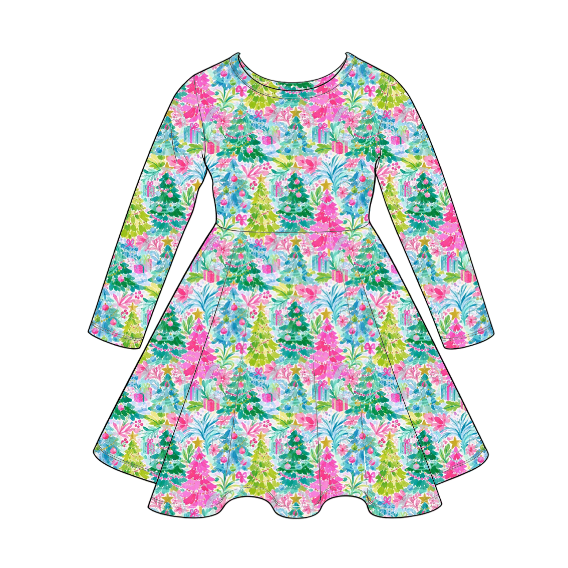 Christmas Girls & Baby Matching Outfit Collection – Long Sleeve Twirl Dress & Ruffle Romper