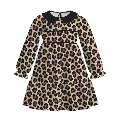 Girls Leopard Print Smocked Dress & Baby Romper – Matching Sister Outfit