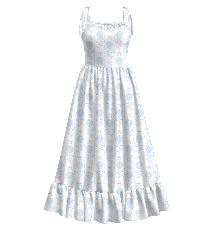 Mommy and Me Blue Floral Patchwork Slip Dress