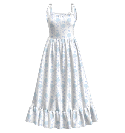 Mommy and Me Blue Floral Patchwork Slip Dress