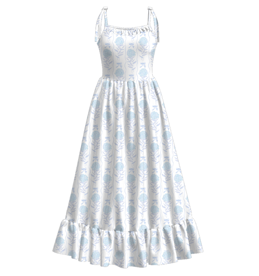 Mommy and Me Blue Floral Patchwork Slip Dress