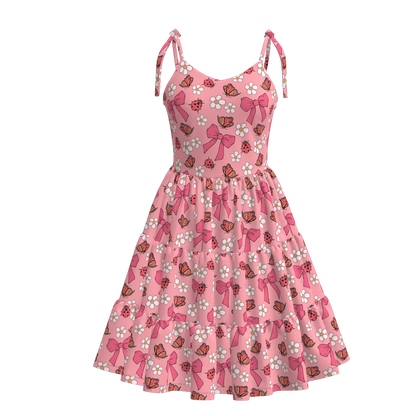 Mother's Day Mommy and Me Summer Bow Floral Butterfly Dress