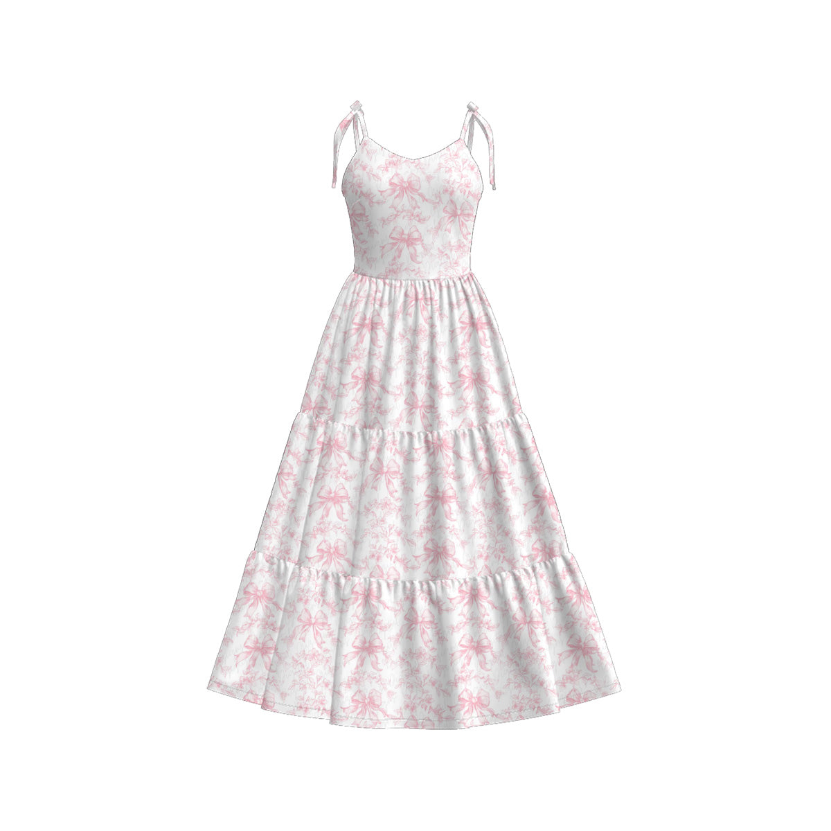Mommy and Me Pink Bow Print Summer Soft Maxi Dress