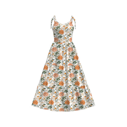 Mommy and Me Yellow Floral Print Summer Soft Maxi Dress