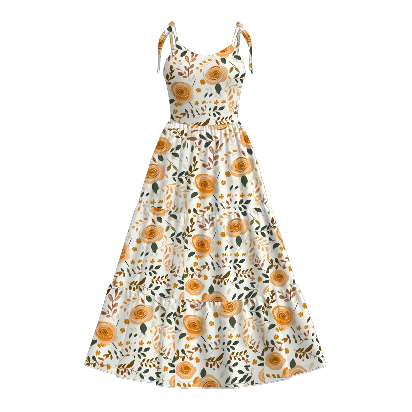 Mommy and Me Summer Yellow Floral Print Maxi Dresses