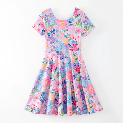 Mommy and Me Summer Floral Print Maxi Dresses