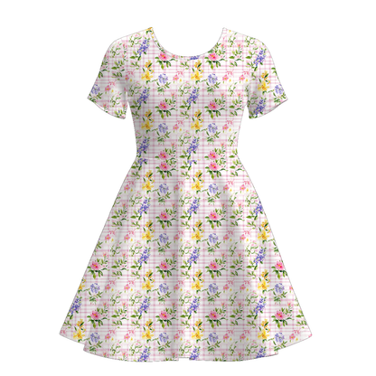 Girls Pink Floral Dress & Lounge Set Collection – Flutter Romper, Twirl Dress & Graphic Tee Set