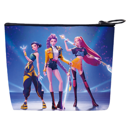 New K-Pop Demon Hunters Anime Printed Mini Coin Purse Small Wallet Portable Key & Card Holder