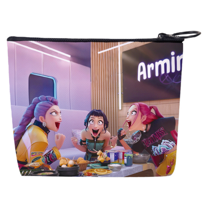 New K-Pop Demon Hunters Anime Printed Mini Coin Purse Small Wallet Portable Key & Card Holder