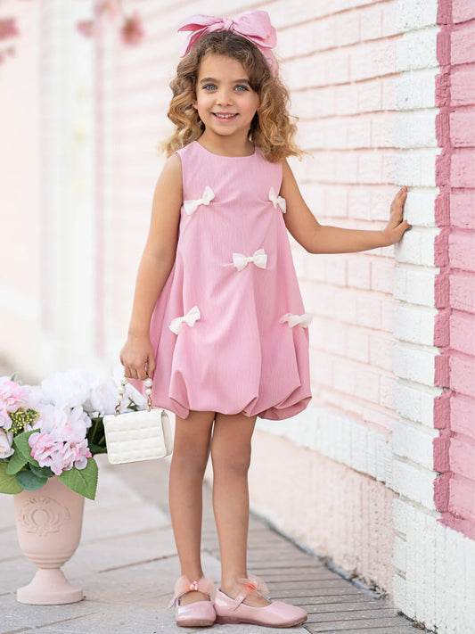 Girls Summer Pink Bow Boutique Fashion Dress