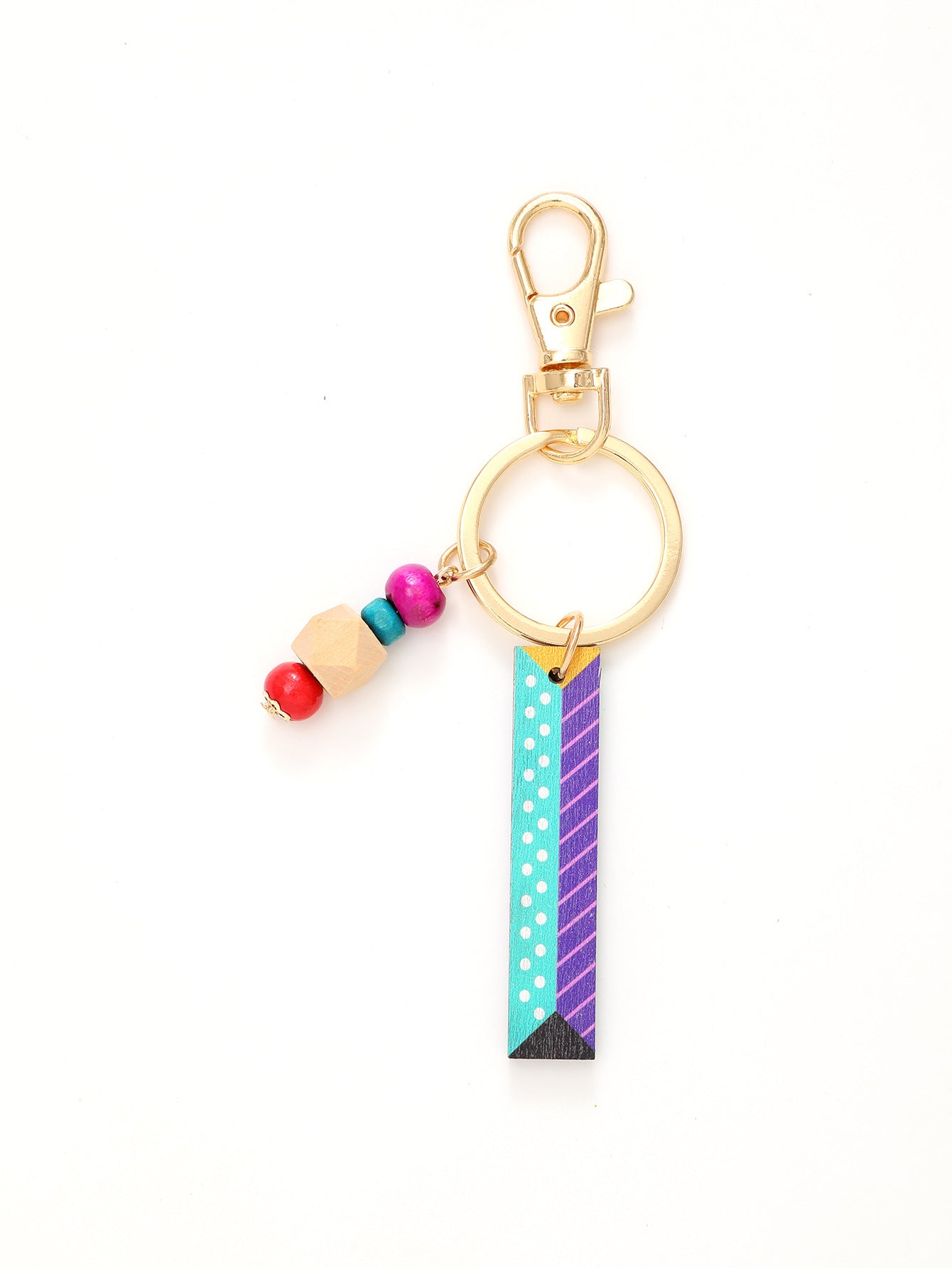 Colorful Wooden Bead Initial Keychain – 26 Letters, Back-to-School