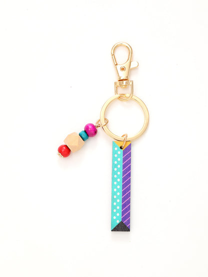 Colorful Wooden Bead Initial Keychain – 26 Letters, Back-to-School