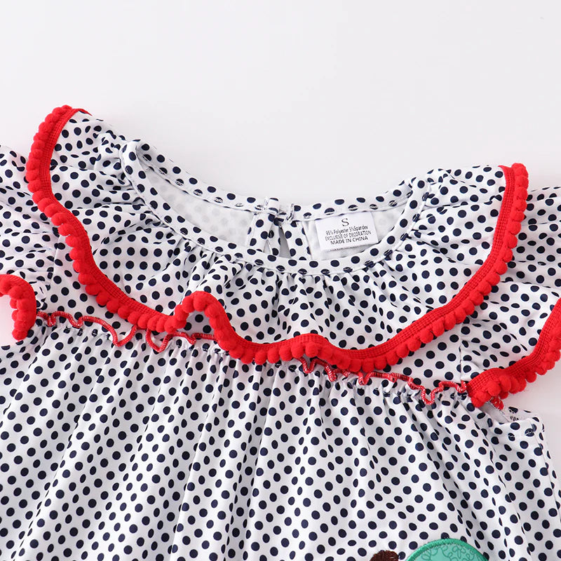 Girls Back To School Apple Pencil Applique Short Set