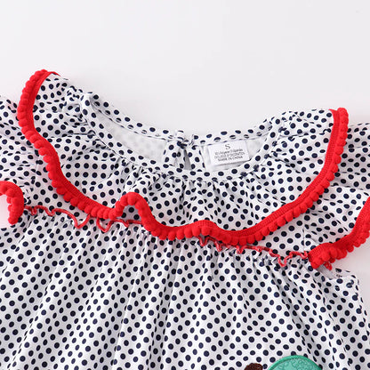 Girls Back To School Apple Pencil Applique Short Set