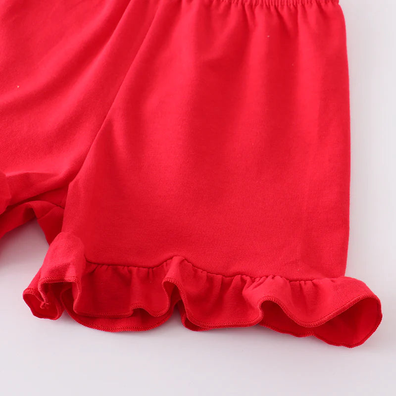 Girls Back To School Apple Pencil Applique Short Set