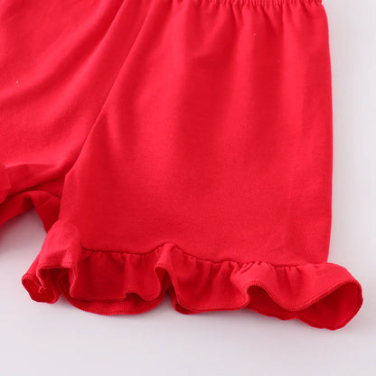 Girls Back To School Apple Pencil Applique Short Set