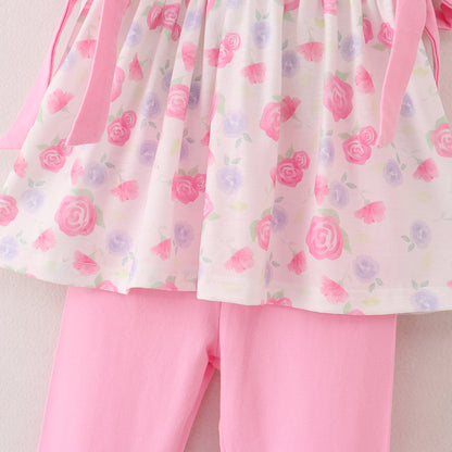 Girls Back To School Pencil Bow Rainbow Smocked Set