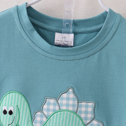 Boys Back To School Dinosour Apple Applique Short Set