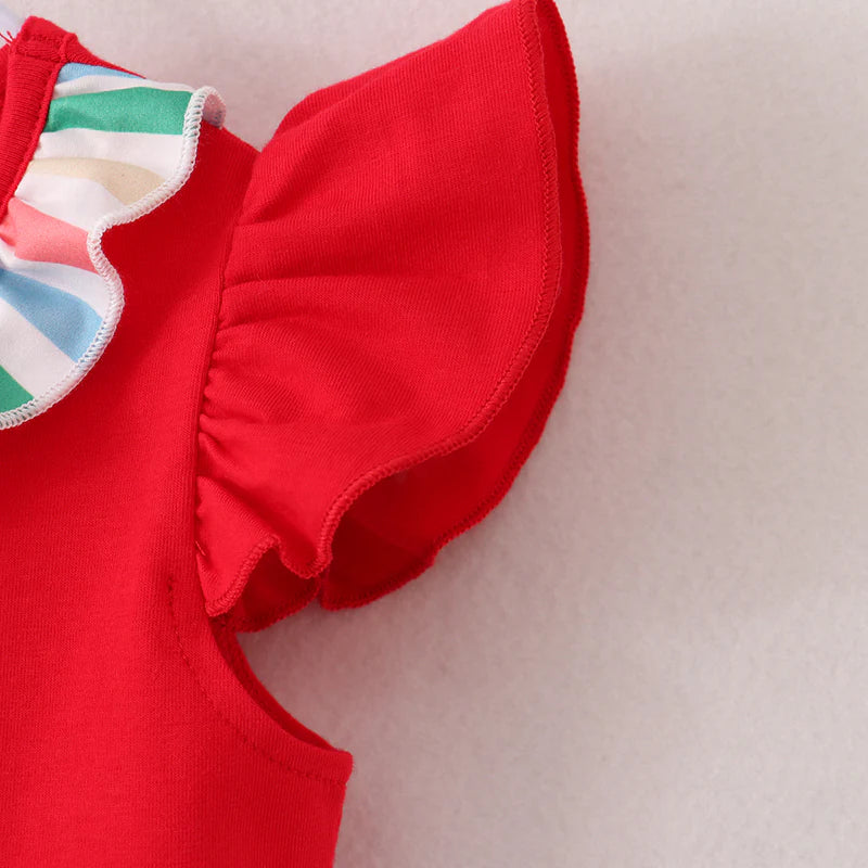 Girls' Summer Back To School Print Patchwork Dress