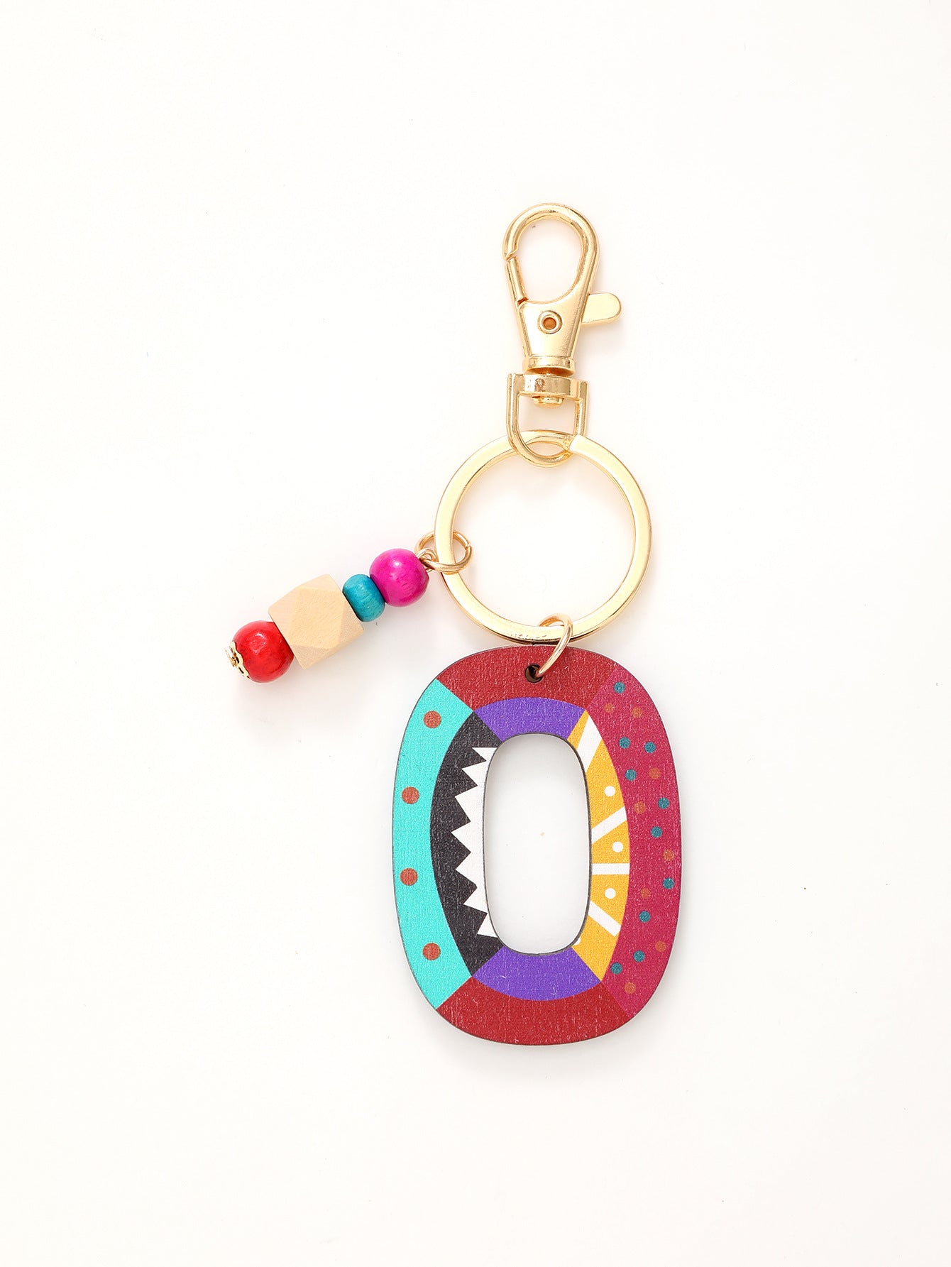 Colorful Wooden Bead Initial Keychain – 26 Letters, Back-to-School