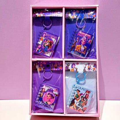 K-POP Girl Group Themed Coil Notebooks with Keychain – Colorful Cartoon Stationery Set