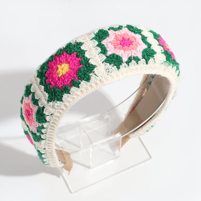 Girl's Floral Embroidery Knit Headband Hair Accessory
