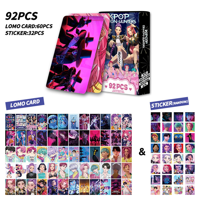 Kpop Demon Hunters Holographic Photocard Set Double-Sided LOMO Cards Mini Stickers & Collectible Flash Cards