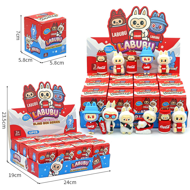 Labubu Blind Box Car Dashboard Ornament Figure Cute Phone Decoration Collectible Toy 12pcs
