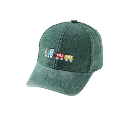 Toddler Train Embroidery Baseball Cap Soft Cotton 6 Colors