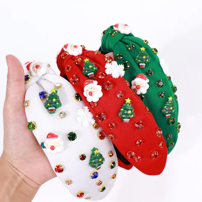 Girls Christmas Tree Santa Pearl Rhinestone Fashion Headwear