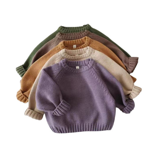 Cozy Kids Oversized Knit Sweater Unisex Toddler & Baby Pullover, Vintage Style Winter Warm Jumper