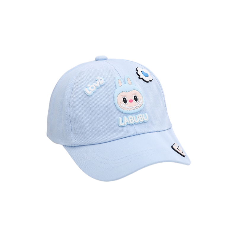 Labubu Kids Baseball Cap with 3D Silicone Patches Adjustable Hat in 4 Colors