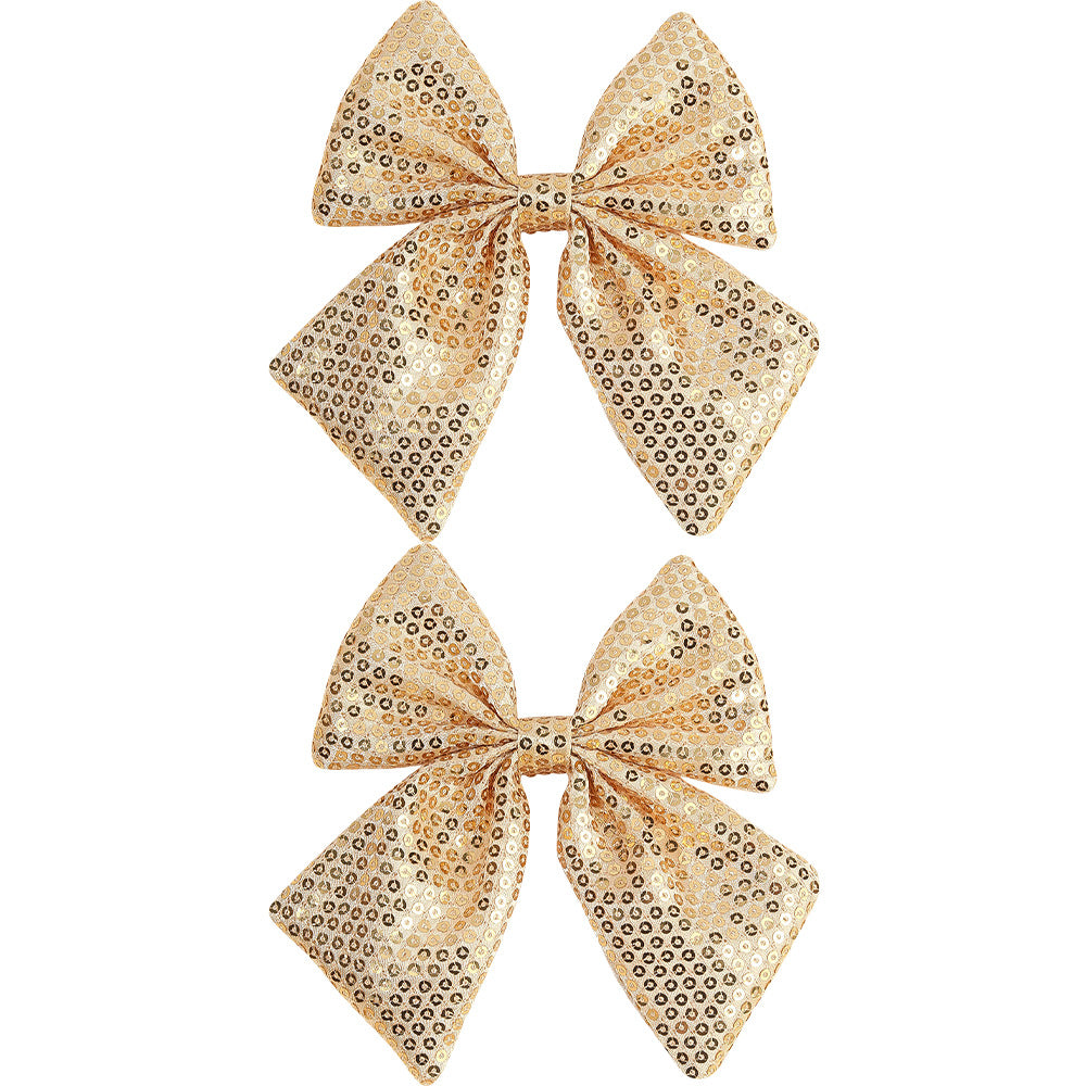 Christmas Bow Hair Clips – Solid Pearl Glitter Bow Barrettes for Girls