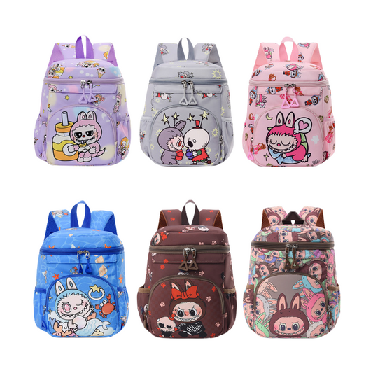 Labubu Print Trendy Large Zipper Backpack Back To School Bag Kindergarten