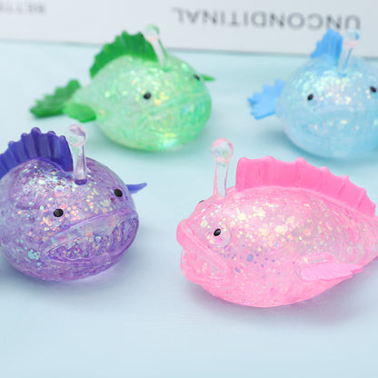 Flying Fish Glitter Squishy Fidget Toy – Stress Relief Ball