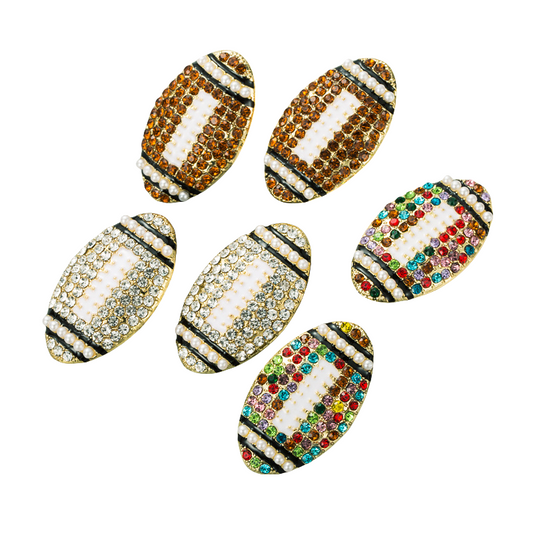 Sparkling Rhinestone Football Stud Earrings Alloy Sports-Inspired Jewelry for Women