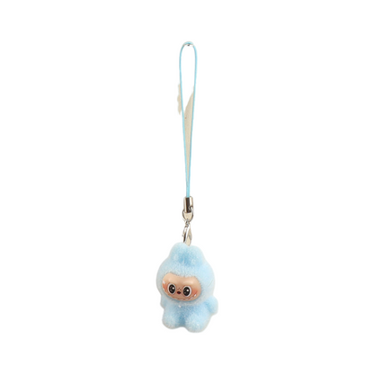 Flocked Labubu Keychain Plushie Bag Charm Gift Keyring for Purse & Backpack
