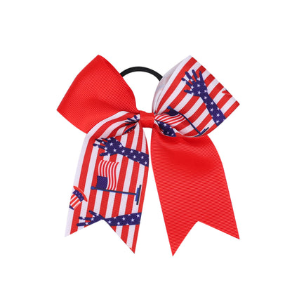 Kids Patriotic Hair Elastics Red White Blue American Flag Hair Ties