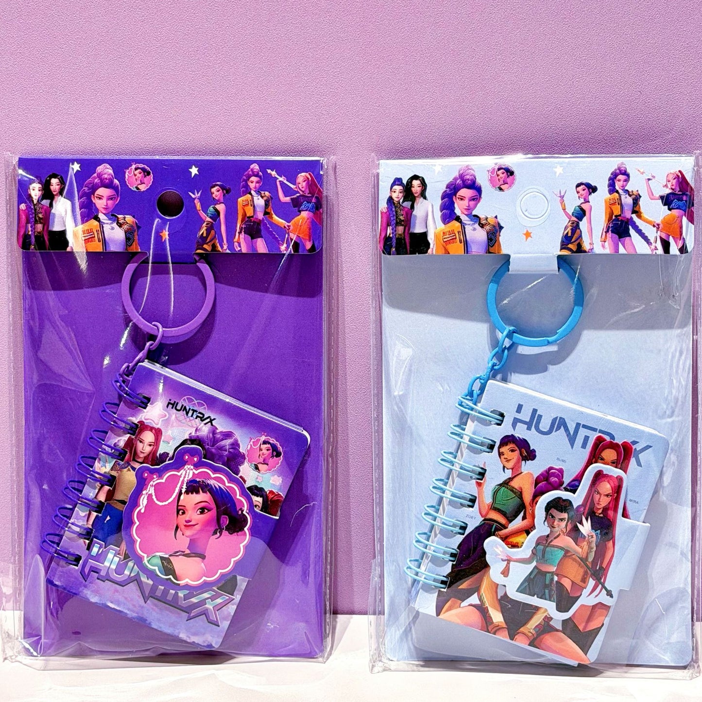 K-POP Girl Group Themed Coil Notebooks with Keychain – Colorful Cartoon Stationery Set