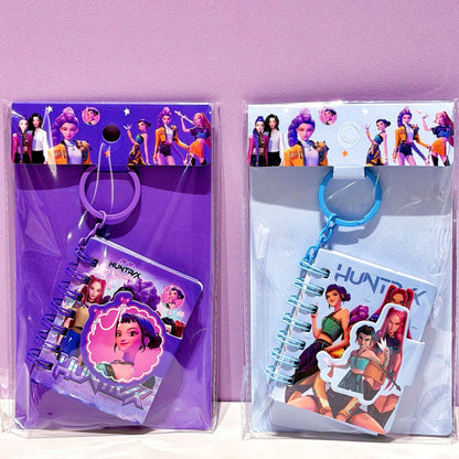K-POP Girl Group Themed Coil Notebooks with Keychain – Colorful Cartoon Stationery Set