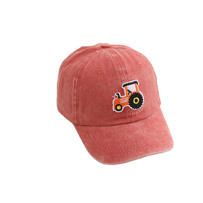 Toddler Tractor Embroidery Baseball Cap Soft Cotton 5 Color