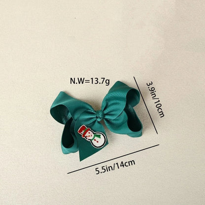 2025 Christmas Embroidered Hair Bows Santa Claus Snowman Christmas Tree Holiday Hair Clips for Girls