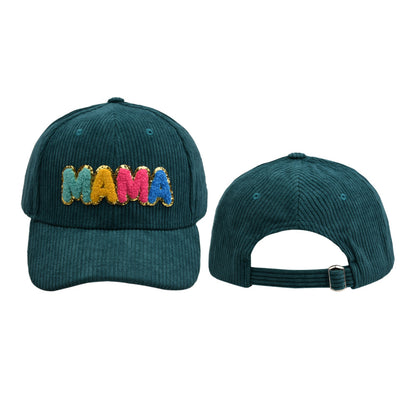 Lady Embroidery Corduroy MAMA Chenille Patches Baseball Cap