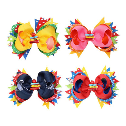 Back-to-School Hair Clips Pencil & Bow Hairpins for Girls