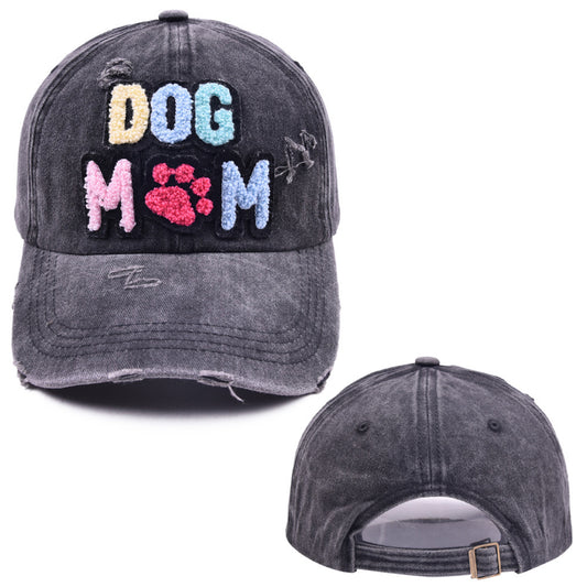 Ladies Embroidered DOG MAMA Chenille Patches Baseball Cap