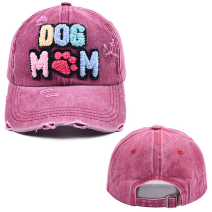 Ladies Embroidered DOG MAMA Chenille Patches Baseball Cap