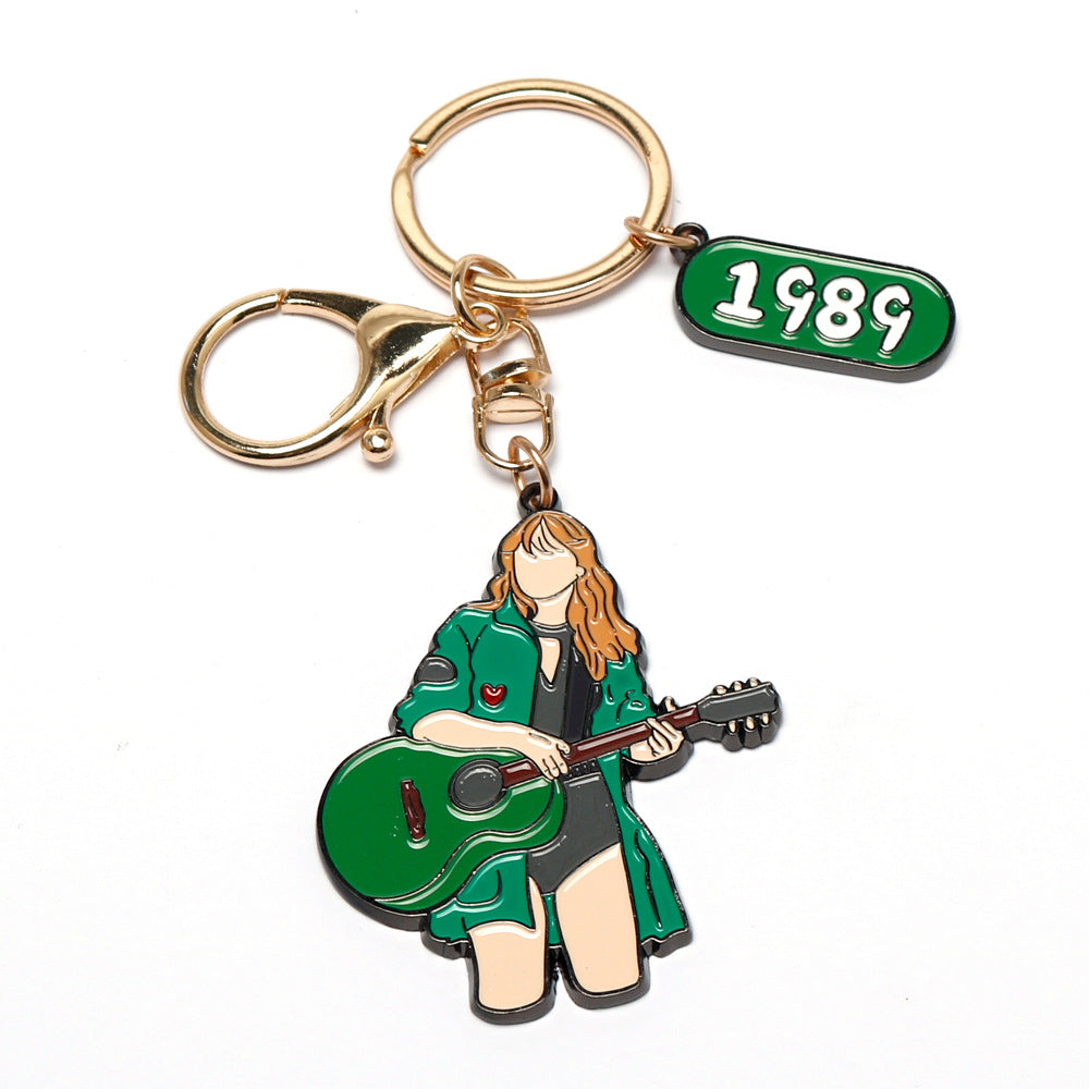 Taylor Swift Inspired Guitar Keychain Alloy Pendant, Album Merchandise Gift for Swifties