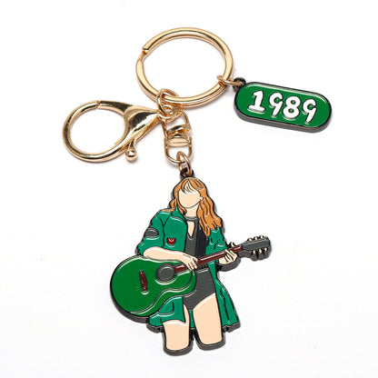 Taylor Swift Inspired Guitar Keychain Alloy Pendant, Album Merchandise Gift for Swifties